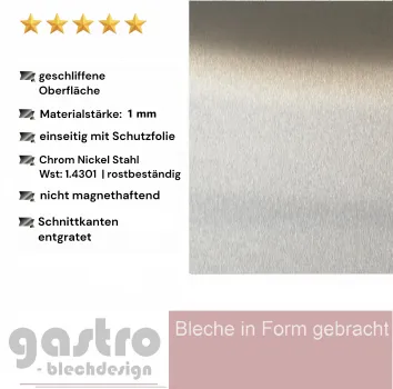 Preview: 1mm Edelstahlblech k240 geschliffen